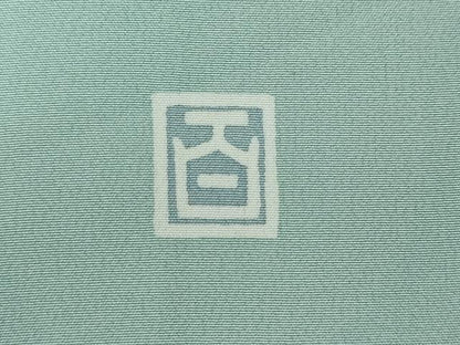 平和屋着物●京加賀友禅　百貫達雄監修　色無地　紗綾形地紋　錆青磁色　正絹　逸品　CABF3523ut