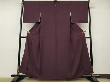 平和屋着物●上質な色無地　霞地紋　似せ紫色　正絹　逸品　CABF3524ut
