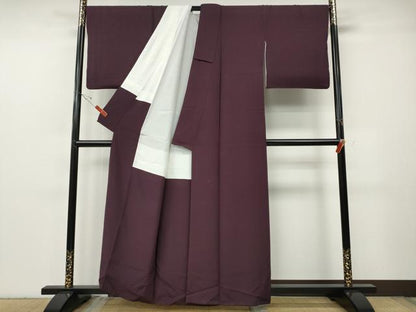 平和屋着物●上質な色無地　霞地紋　似せ紫色　正絹　逸品　CABF3524ut