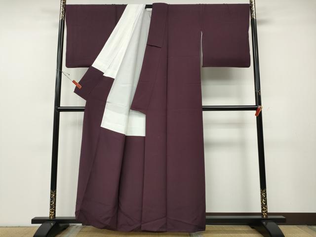 平和屋着物●上質な色無地　霞地紋　似せ紫色　正絹　逸品　CABF3524ut