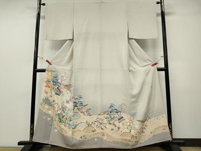 平和屋着物●豪華色留袖　友禅　作家物　風景草花文　暈し染め　正絹　逸品　CABF3525ut