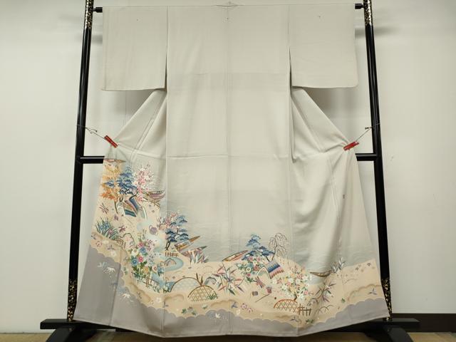平和屋着物●豪華色留袖　友禅　作家物　風景草花文　暈し染め　正絹　逸品　CABF3525ut