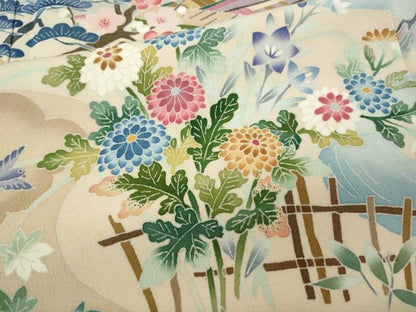 平和屋着物●豪華色留袖　友禅　作家物　風景草花文　暈し染め　正絹　逸品　CABF3525ut