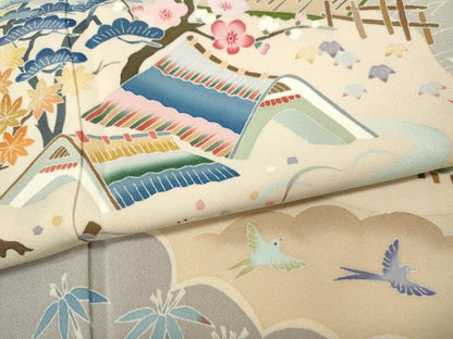 平和屋着物●豪華色留袖　友禅　作家物　風景草花文　暈し染め　正絹　逸品　CABF3525ut