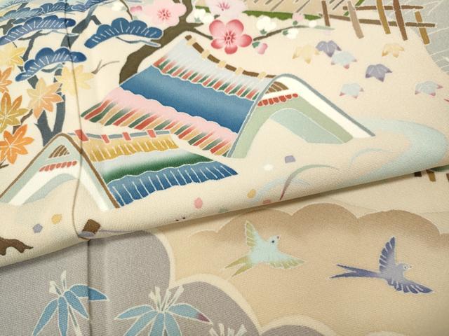 平和屋着物●豪華色留袖　友禅　作家物　風景草花文　暈し染め　正絹　逸品　CABF3525ut
