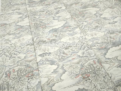 平和屋着物●本場大島紬　白大島　9マルキ　人物風景草木文　正絹　逸品　CABF3526ut