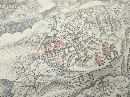 平和屋着物●本場大島紬　白大島　9マルキ　人物風景草木文　正絹　逸品　CABF3526ut