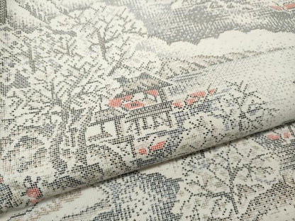 平和屋着物●本場大島紬　白大島　9マルキ　人物風景草木文　正絹　逸品　CABF3526ut
