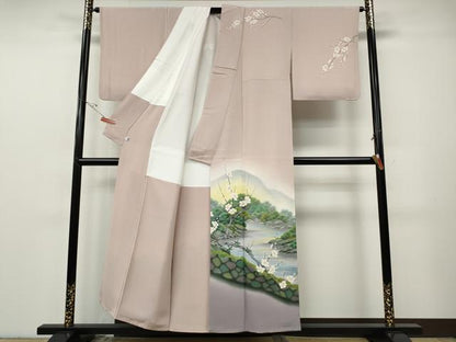 平和屋着物●訪問着　作家物　手描き　流水枝桜文　暈し染め　正絹　逸品　CABF3527ut