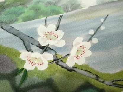 平和屋着物●訪問着　作家物　手描き　流水枝桜文　暈し染め　正絹　逸品　CABF3527ut