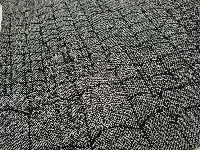 平和屋着物●訪問着　鹿の子瓦文　黒地　鬼しぼ縮緬　正絹　逸品　CABF3529ut