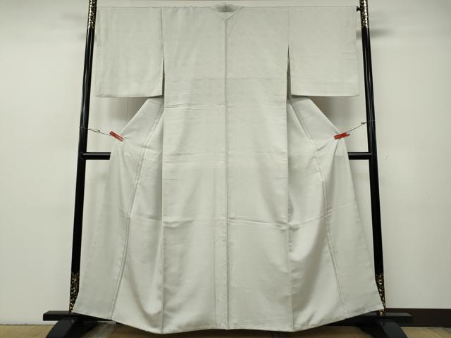 平和屋着物●上質な色無地　立波地紋　灰黄緑色　正絹　逸品　CABF3530ut