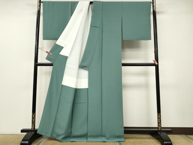 平和屋着物●上質な色無地　千草色　正絹　逸品　未使用　CABF3531ut