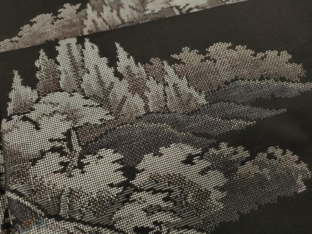 平和屋着物●本場大島紬　9マルキ　流水風景草木文　正絹　逸品　CABF3534ut