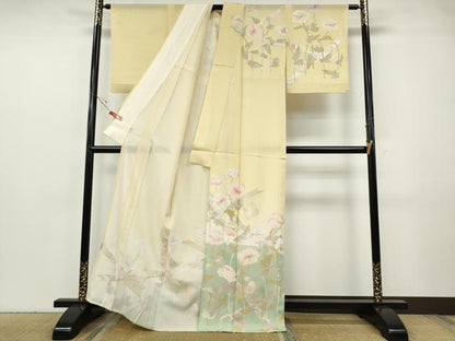 平和屋着物＊夏物 訪問着 絽 枝花文 暈し染め 金銀彩 高島屋扱い 正絹 逸品 CABF3536ut