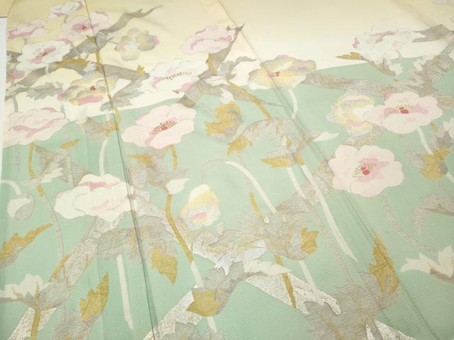 平和屋着物＊夏物 訪問着 絽 枝花文 暈し染め 金銀彩 高島屋扱い 正絹 逸品 CABF3536ut