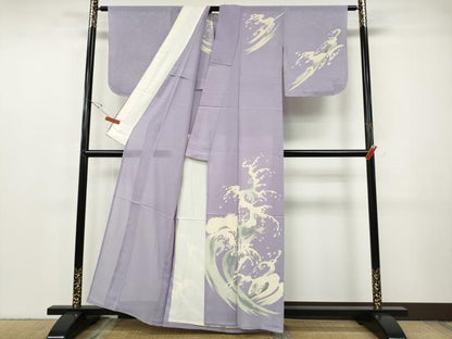 平和屋着物＊夏物 訪問着 絽 立波文 正絹 逸品 CABF3537ut