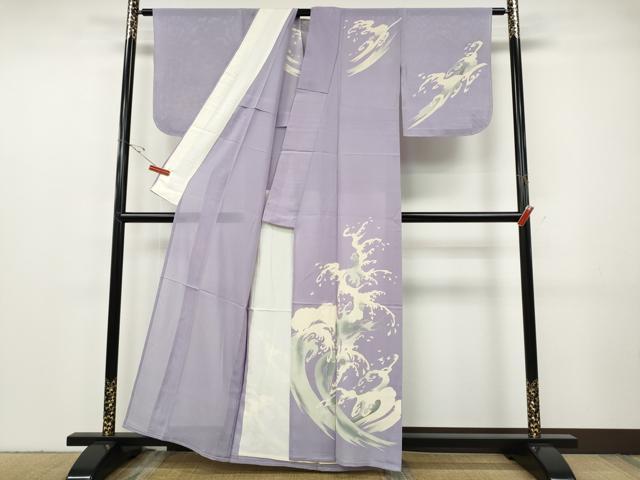 平和屋着物＊夏物 訪問着 絽 立波文 正絹 逸品 CABF3537ut