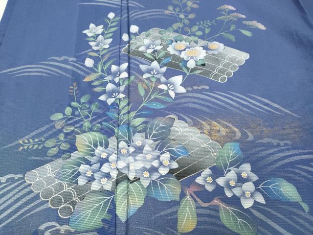 平和屋着物＊夏物 訪問着 絽 花筏 草花シルエット 暈し染め 金銀彩 正絹 逸品 CABF3540ut