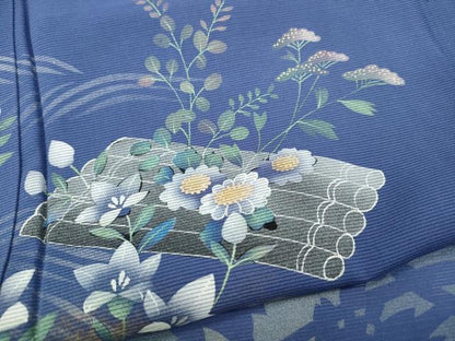平和屋着物＊夏物 訪問着 絽 花筏 草花シルエット 暈し染め 金銀彩 正絹 逸品 CABF3540ut