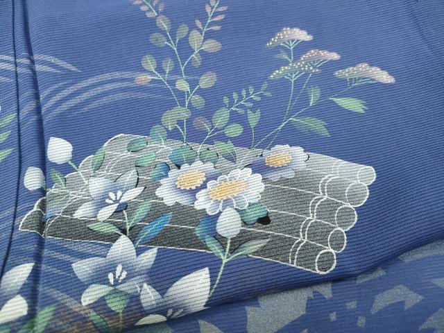 平和屋着物＊夏物 訪問着 絽 花筏 草花シルエット 暈し染め 金銀彩 正絹 逸品 CABF3540ut