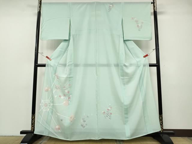 平和屋着物＊夏物 訪問着 絽 草花丸文 銀彩 正絹 逸品 CABF3541ut