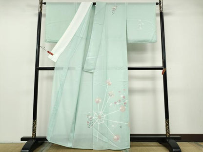 平和屋着物＊夏物 訪問着 絽 草花丸文 銀彩 正絹 逸品 CABF3541ut