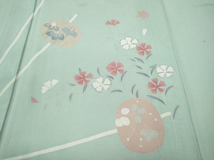 平和屋着物＊夏物 訪問着 絽 草花丸文 銀彩 正絹 逸品 CABF3541ut