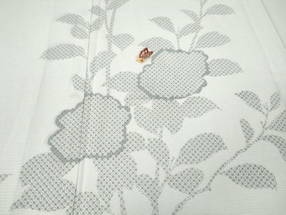 平和屋着物＊夏物 訪問着 絽 刺繍 鹿の子舞蝶枝花文 金銀彩 正絹 逸品 CABF3543ut