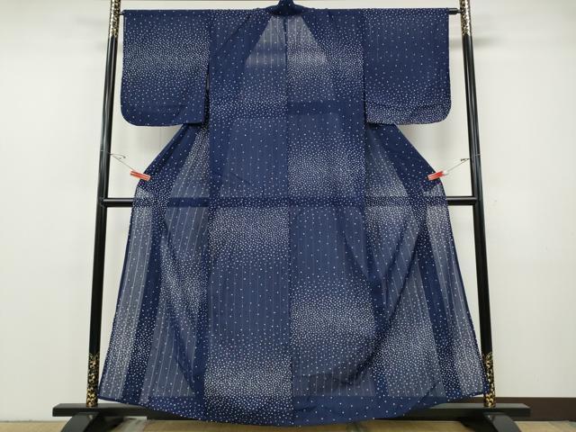 平和屋着物＊夏物 小紋 縦絽 箔散らし 洗える着物 CABF3544ut