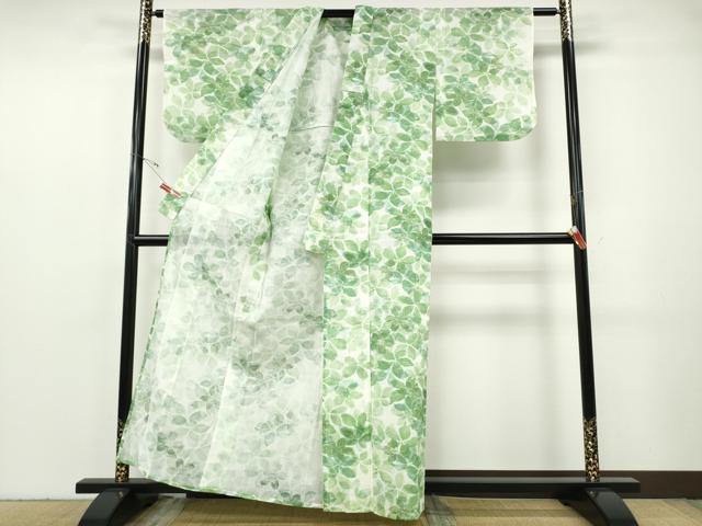 平和屋着物＊夏物 小紋 紗 舞桜文 洗える着物 CABF3546ut