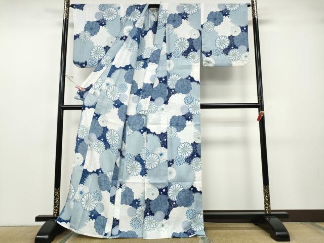 平和屋着物▽嵐山よしむら　小紋　単衣　舞花文　洗える着物　CABF3547ut