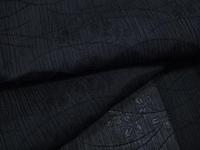 平和屋着物＊夏物 色無地 芝草紋紗 藍鉄色 正絹 逸品 CABF3549ut