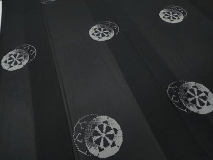 平和屋着物＊夏物 本場縞大島紬 夏大島 源氏車文 有限会社喜名田織物謹製 証紙付き 正絹 逸品 CABF3550ut