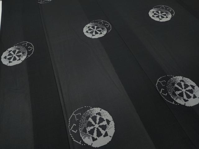 平和屋着物＊夏物 本場縞大島紬 夏大島 源氏車文 有限会社喜名田織物謹製 証紙付き 正絹 逸品 CABF3550ut