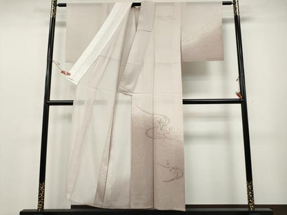 平和屋着物＊夏物 訪問着 絽 紗 刺繍 流水草花文 暈し染め 金彩 正絹 逸品 CABF3551ut