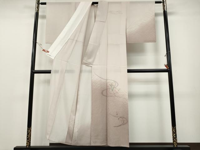 平和屋着物＊夏物 訪問着 絽 紗 刺繍 流水草花文 暈し染め 金彩 正絹 逸品 CABF3551ut