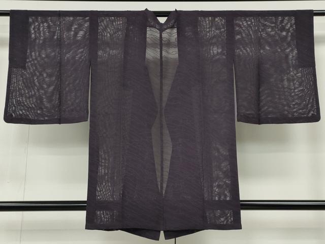 平和屋着物▽道行コート　スリーシーズン　春夏秋　塵除け　立波紋紗　滅紫色　正絹　逸品　CABF3554ut