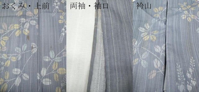 平和屋着物＊夏物 小紋 紗 枝葉文 洗える着物 CABF3563ut