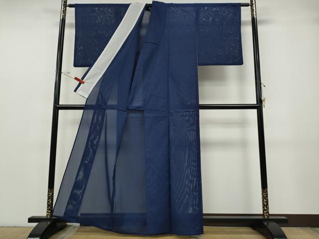 平和屋着物＊夏物 色無地 絽 紺青色 洗える着物 CABF3564ut