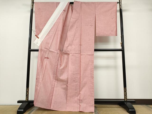 平和屋着物＊夏物 小紋 紗紬 流水草花紋紗 正絹 逸品 CABF3565ut