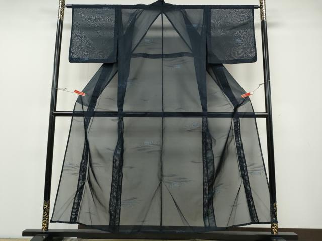 平和屋着物＊夏物 小紋 紗 舟竹垣草木文 正絹 逸品 CABF3567ut