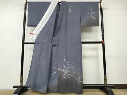 平和屋着物＊夏物　訪問着　絽　蛍流水草花文　暈し染め　銀糸　正絹　逸品　CABF3570ut