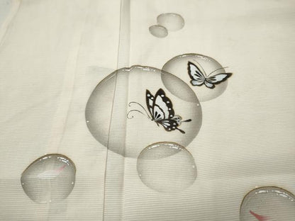 平和屋着物＊夏物 訪問着 絽 手描き 舞蝶文 正絹 逸品 CABF3571ut