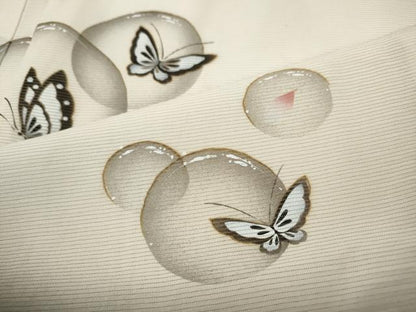 平和屋着物＊夏物 訪問着 絽 手描き 舞蝶文 正絹 逸品 CABF3571ut