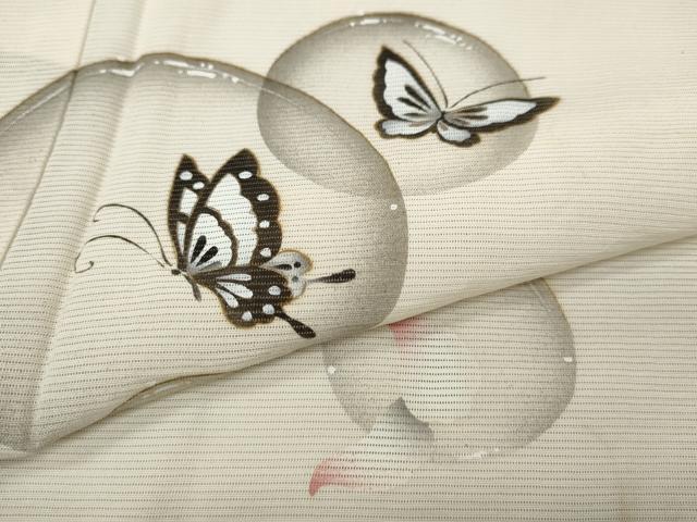 平和屋着物＊夏物 訪問着 絽 手描き 舞蝶文 正絹 逸品 CABF3571ut