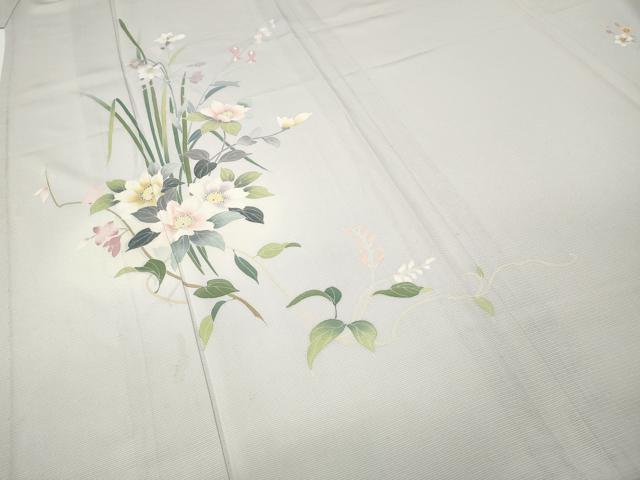 平和屋着物＊夏物 訪問着 絽 友禅 作家物 草花文 暈し染め ロング丈 正絹 逸品 CABF3572ut