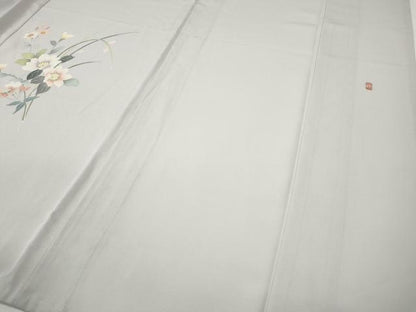 平和屋着物＊夏物 訪問着 絽 友禅 作家物 草花文 暈し染め ロング丈 正絹 逸品 CABF3572ut