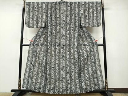 平和屋着物＊夏物 小紋 紗 草花間道 洗える着物 CABF3578ut