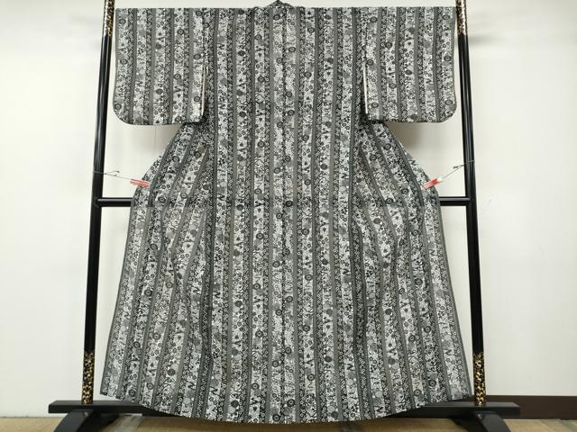 平和屋着物＊夏物 小紋 紗 草花間道 洗える着物 CABF3578ut